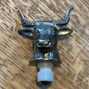 Neiman Marcus Silver-Plated Longhorn Bull Wine Stopper